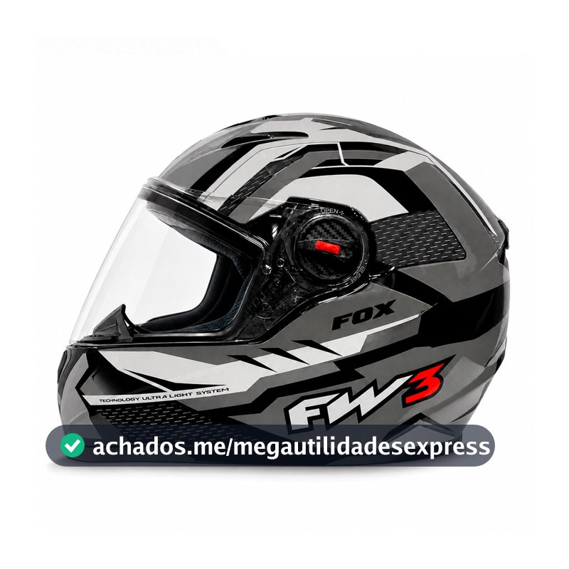 Capacete Moto Fechado GTN Fox Grafite FW3 Tamanho 56 58 60 Viseira Transparente Motociclista Masculino Feminino