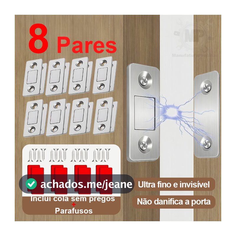 KIT 8 Fecho Magnético De Neodímio Trava P/ Porta Armário Guarda Roupa