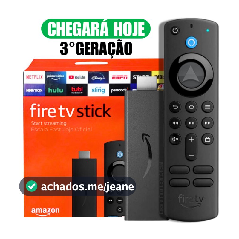 Novo Amazon Fire Stick TV Full HD 3ª Geração Alexa Comando de Voz Original  - Preto