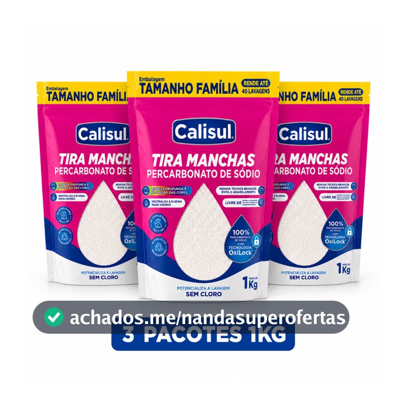 PERCARBONATO de sódio 100% PURO Roupas e Limpeza 1kg/2kg OXIGÊNIO ATIVO Calisul SEM CLORO