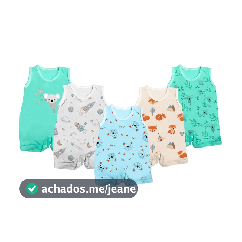 Kit Roupa De Bebê 5 Peças Macacão Regata Banho De Sol Verão