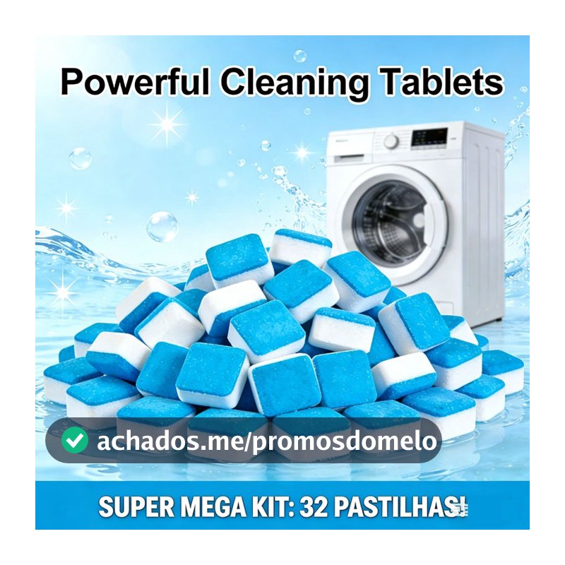 Kit 32 Pastilhas Limpeza Profunda Máquina De Lavar Tira Odor Higienizador Efervescente