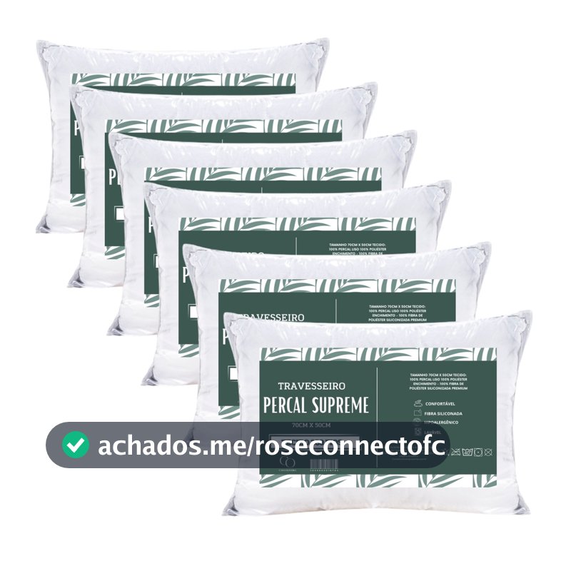 Kit 6 Travesseiro Padrão Hotel 300 Fios Antialérgico 70x50cm Premium Fibra Siliconada Descanso Luxo