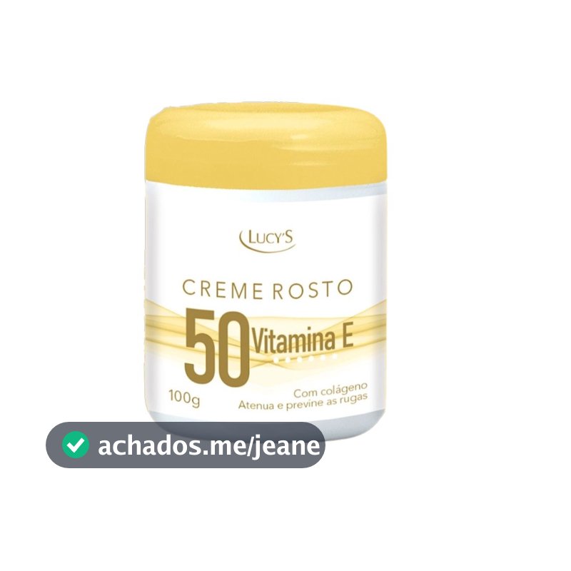 Creme Facial 50+ Com Colágeno e Vitamina E Reduz rugas e Linhas Finas 100g Lucy's