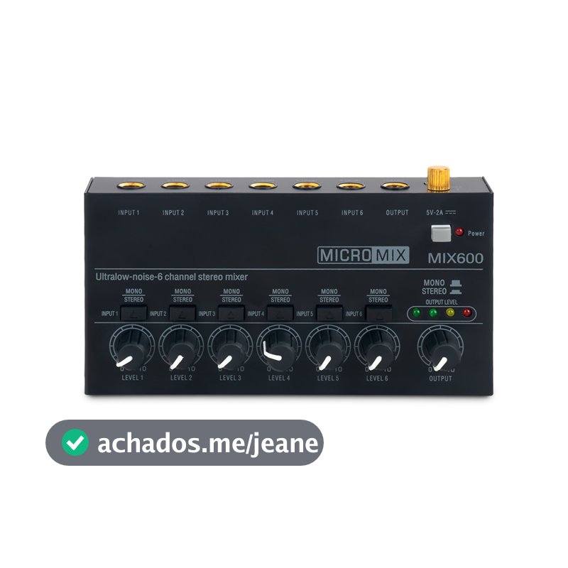 VEDO Mini Mixer De áudio 6 Canais Mixer De Som De Estéreo Linha De Ruído Ultrabaixo Ultracompacto para Guitarras Baixos