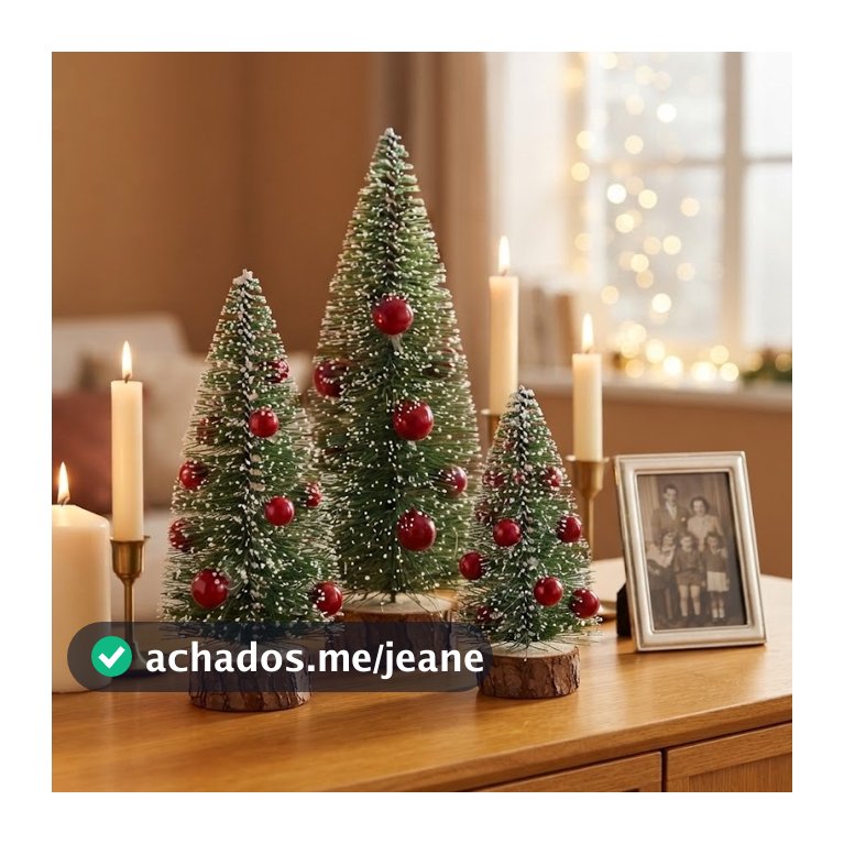 Kit Mini Árvore de Natal Pinheiro Nevado 15cm ou 21cm Enfeite de Mesa Natalina Decoração Lembrancinha Kit 1 ou 2