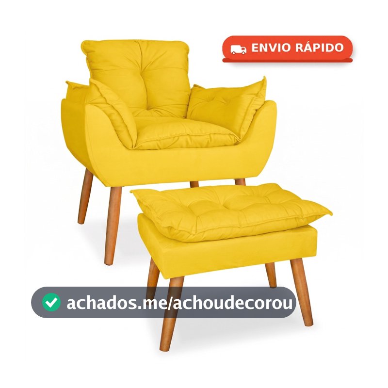 KIT POLTRONA COM PUFF OPALA PARA AMAMENTAÇÃO COM PÉS PALITO