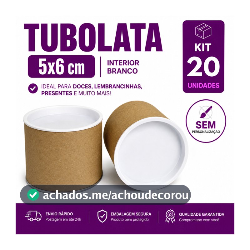 Kit 20 Unidades Mini Tubolatas 5x6 cm Tubo Lata Kraft para Lembrancinhas