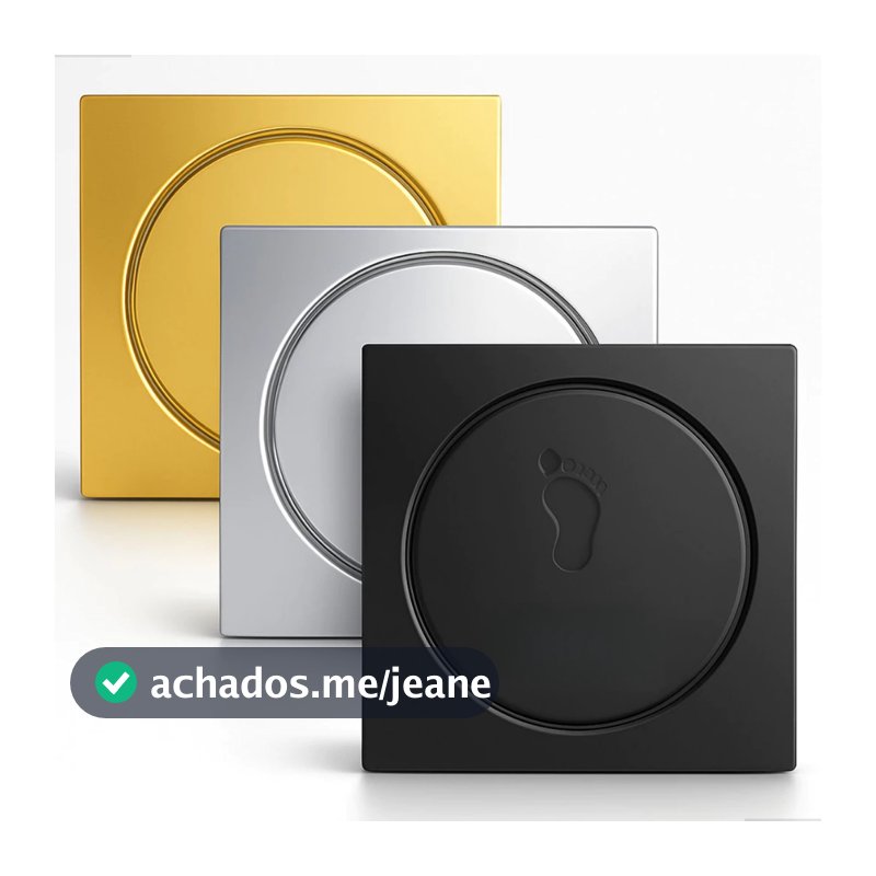 Kit 1/2 Ralo Inteligente Quadrado 10x10Cm Preto Cromado Dourado Click Inox Banheiro Lavabo Veda Cheiro ES