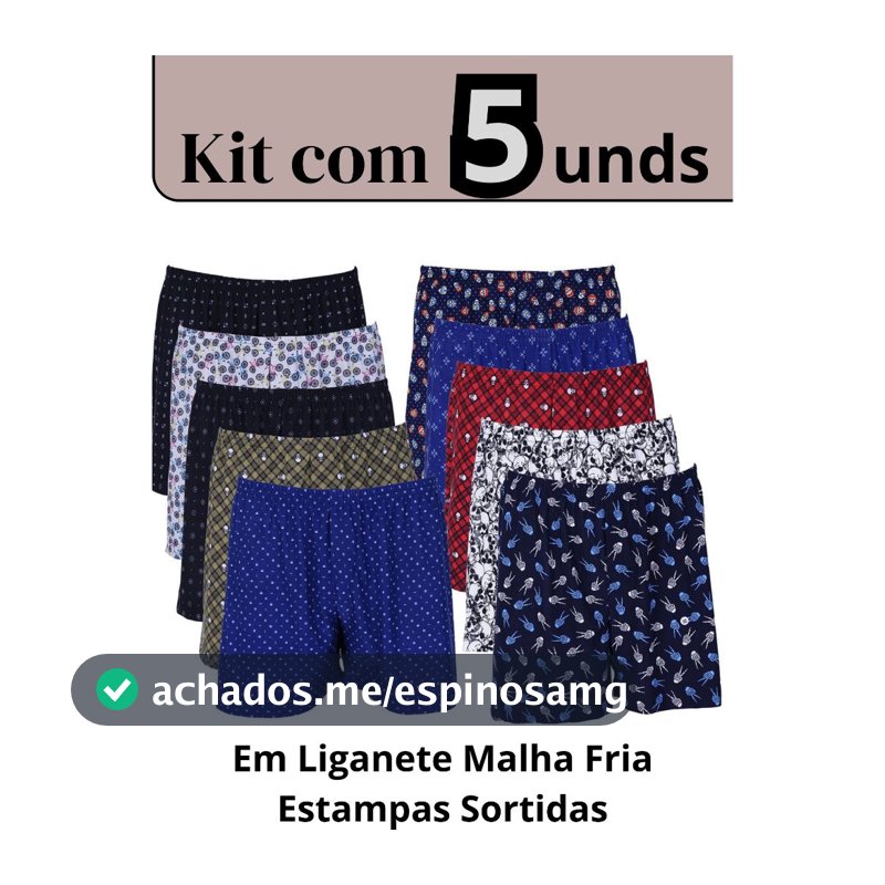 Kit 3/5 Short Samba Canção Masculino em Malha Premium Bem Grandão
