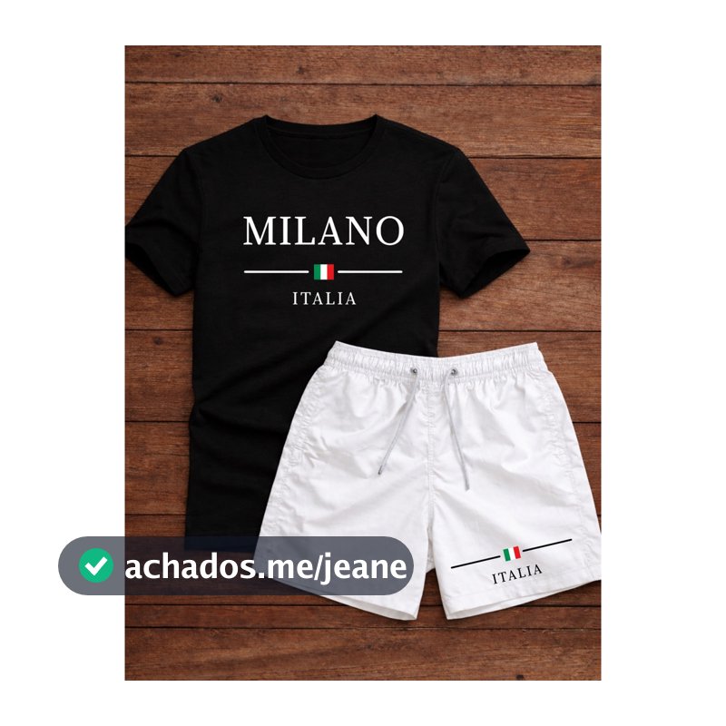 Conjunto Camiseta + Short Tactel Camisa Milano Italia 100% Algodão Masculino Lançamento