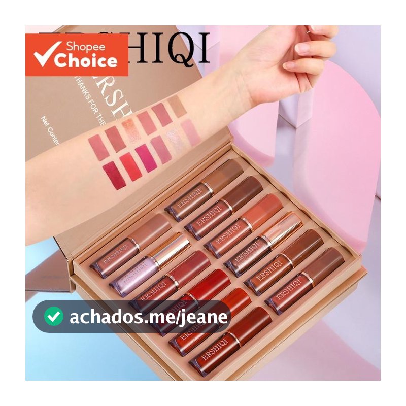 ErshiQi 12 Unidades Conjunto De Brilho Labial De Longa Duração g Fosco À Prova D'água Batom Esmalte