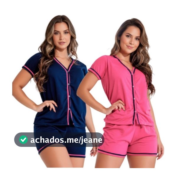 Kit 2/3 Pijamas Baby Doll Amamentação Americano Cirúrgico com botões em Malha