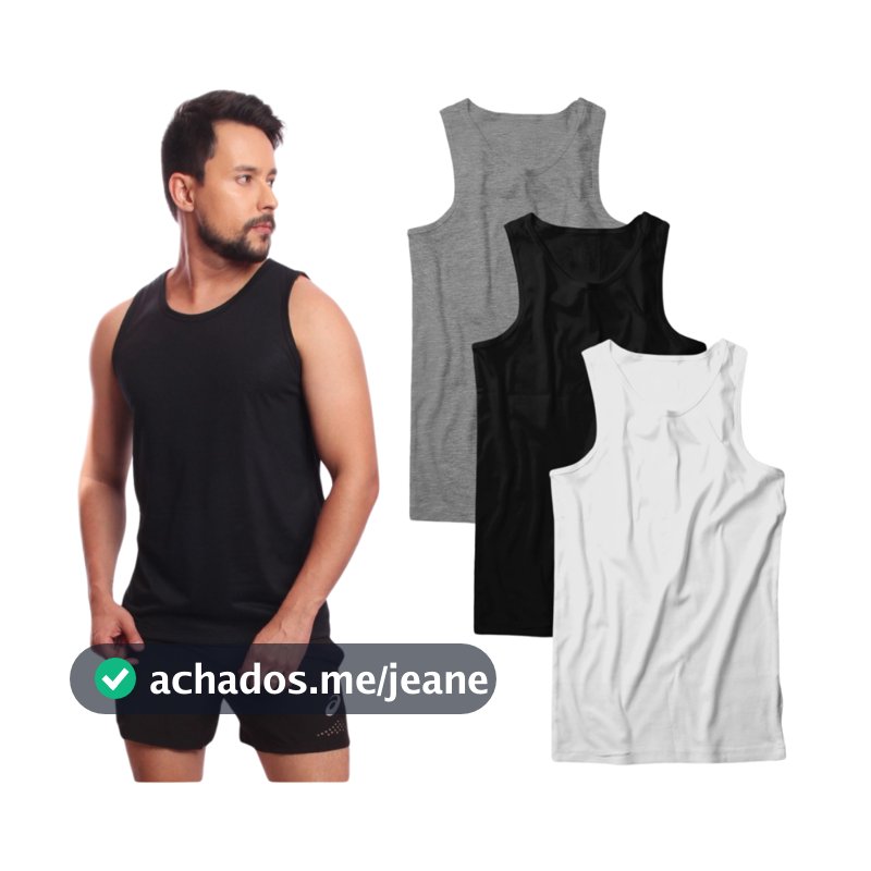 Kit com 3 Camisetas Regatas Masculina Lisa Premium 100% Algodão Oferta