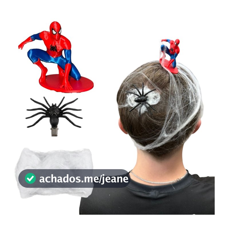 Kit Cabelo Maluco Aranha Infantil Presilha Aranha Teia Fantasia Dia do Cabelo Maluco Escola