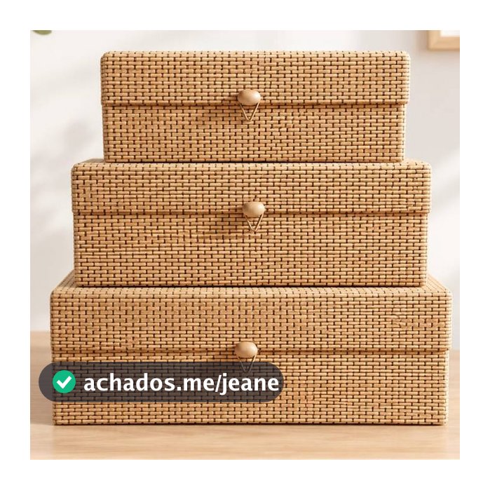 Kit Caixa Organizadora de Bambu com Tampa Organização premium 10010-KIT-C5-POJOTBG