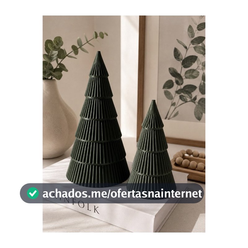 Kit 2 Mini Árvores de Natal Decorativa Enfeite para Raque e Mesas Impressão 3d Minimalista Verde Pinheiro