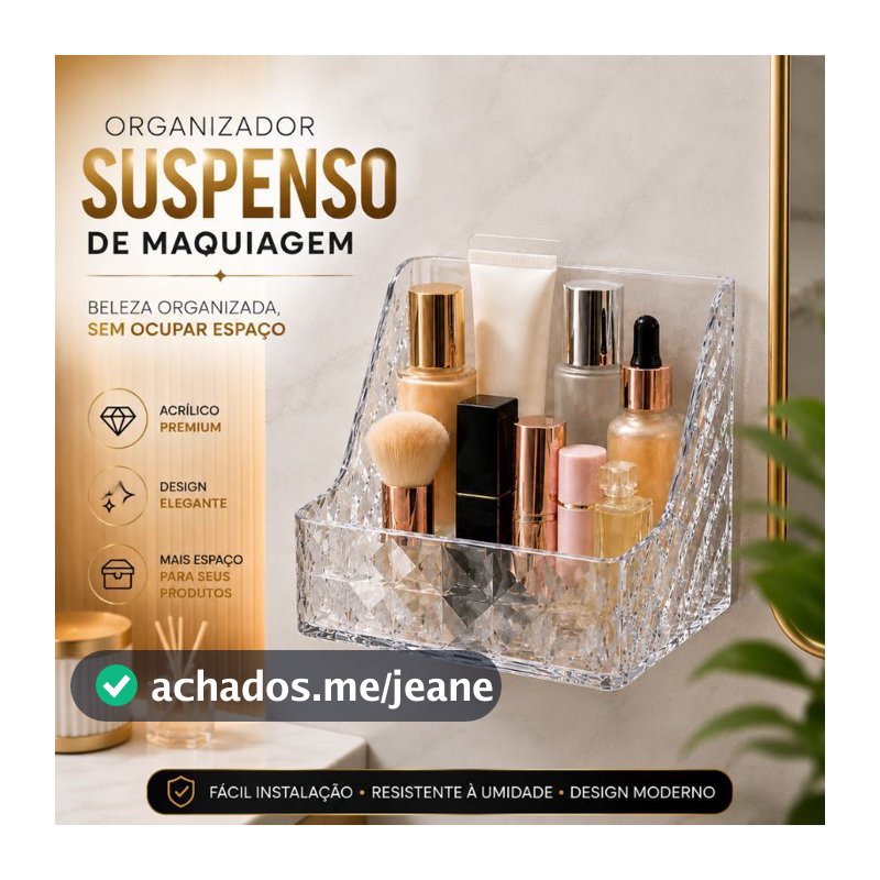 Porta Maquiagem Suspenso Acrílico Premium Organizador de Parede Cosméticos Verde Transparente