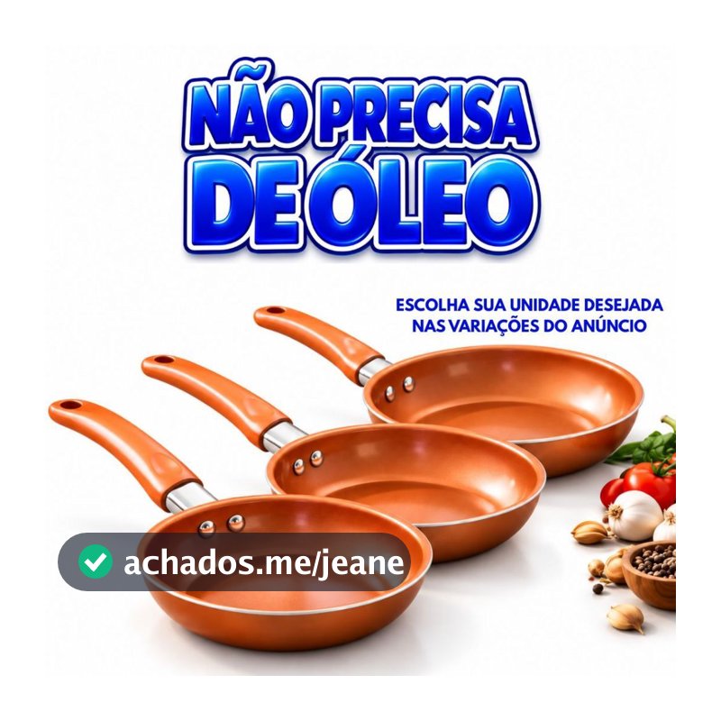 Frigideira Antiaderente Cozinha Cor Cobre - Frigideira Cerâmica Não Vai Óleo Utencilios de Cozinha