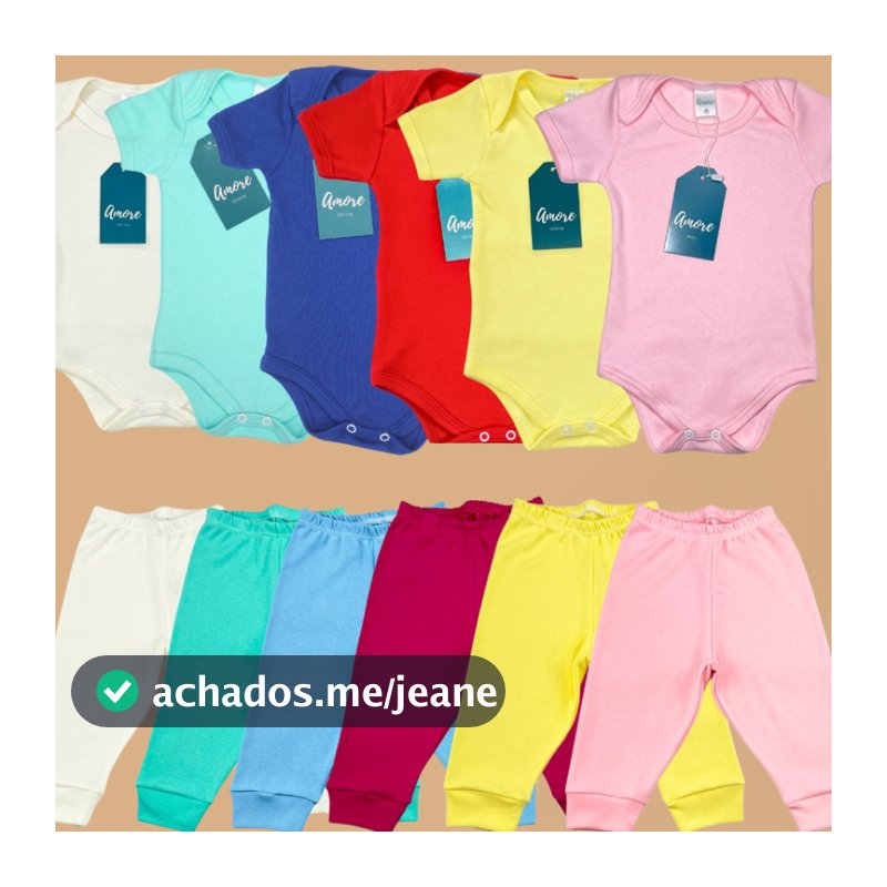 Roupa Kit 6 Peças Bebê Body Manga Curta e Calça Menina Menino Infantil