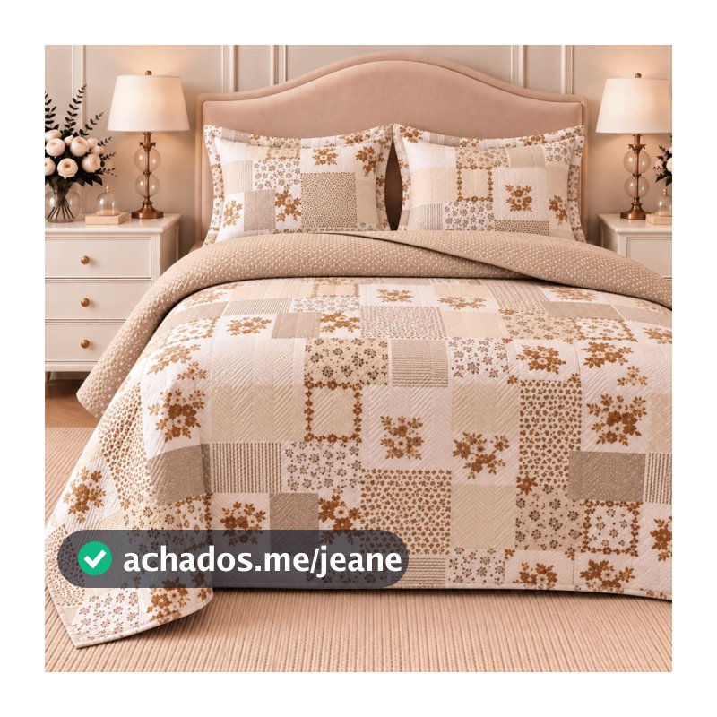Kit Cobre Leito Colcha Casal Queen King Floral Dupla Face Estampada Boutis Matelado Fronha