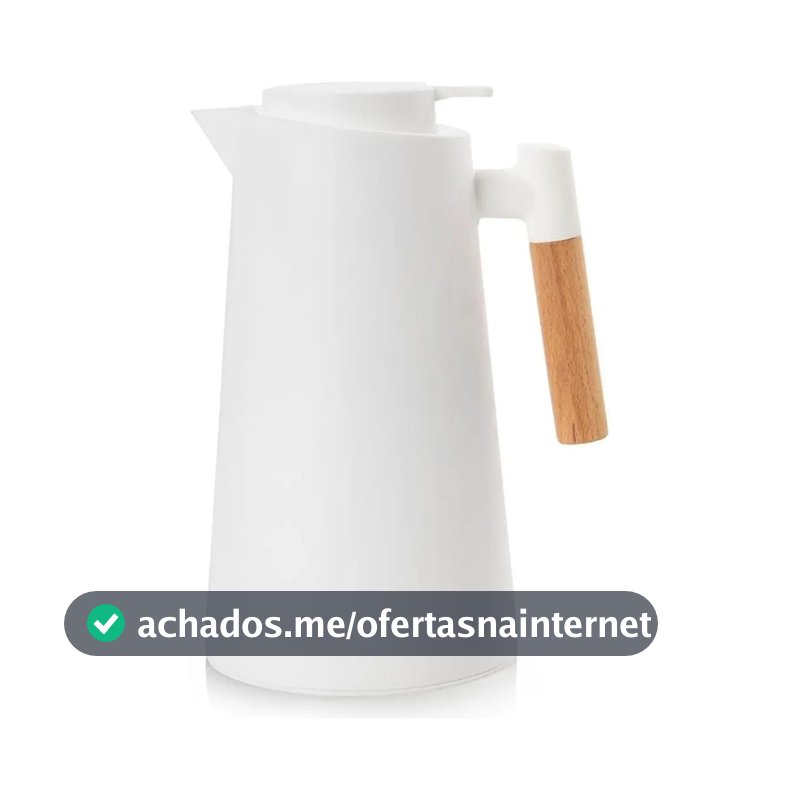 Garrafa Térmica Vetro Branca Cabo Bambu 1 Litro Café Chá