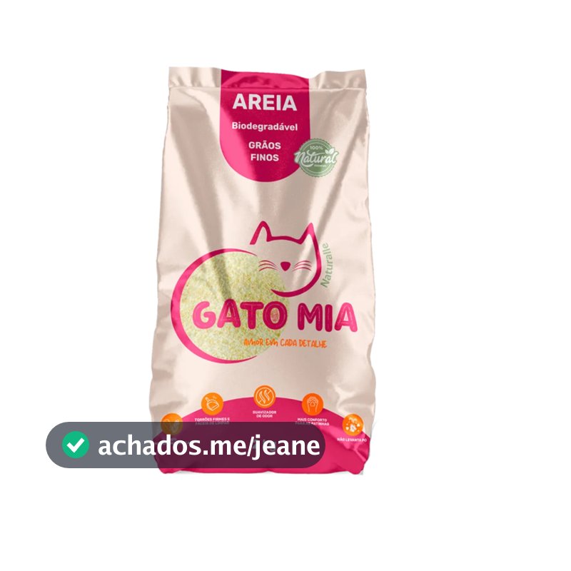 Areia Higiênica Biodegradável para Gatos Gato Mia 2kg | Milho e Mandioca Grãos Finos, 100% Natural