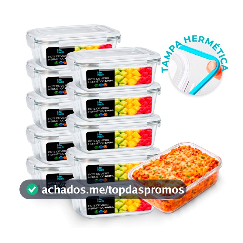 Conjunto 2/3/5/10 Potes 370/640/1040ml Vidro Hermético Mantimentos Marmita Fitness