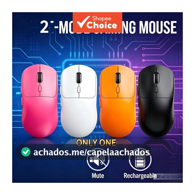 Mouse Silencioso Sem Fio Recarregável, Conexão Dupla 2.4G & Bluetooth Mouse Ergonômico Fino e Portátil, Carregamento
