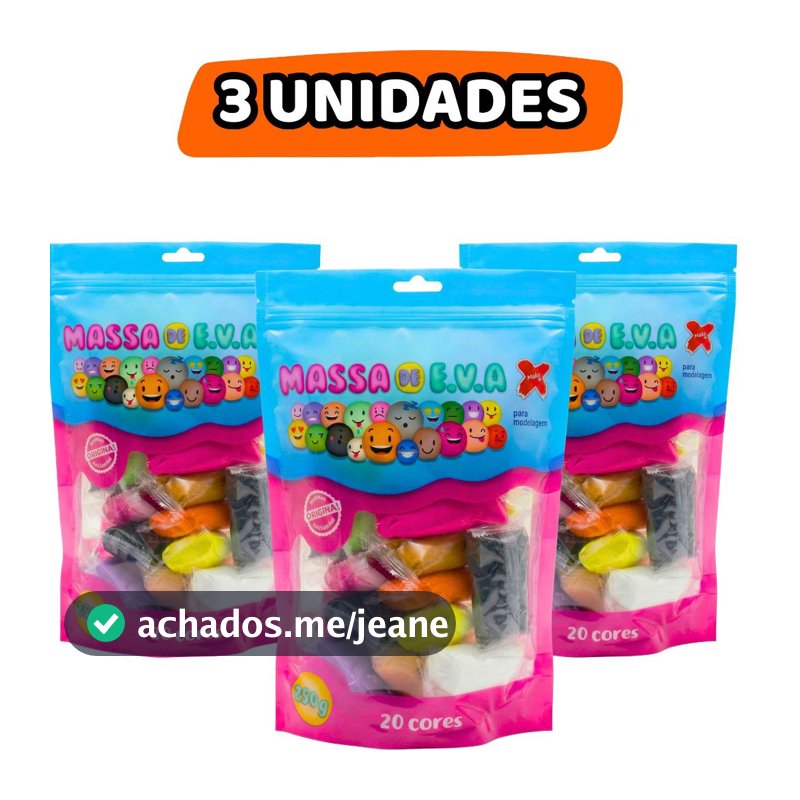 Massinha de EVA Make+ 250g 20 Cores Fácil de Modelar para Artesanato