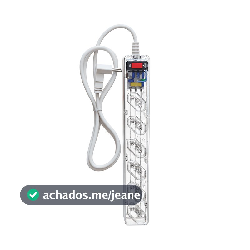 iCLAMPER Energia 6 Tomadas LCF Transparente Filtro de Linha e Protetor Elétrico DPS Bivolt