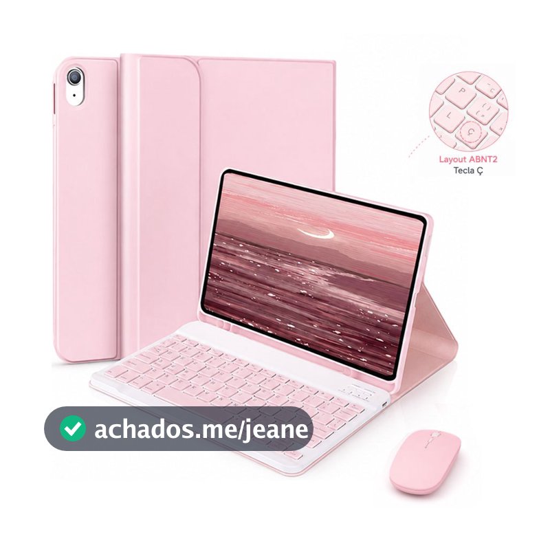 Capa Para Samsung Tab A11/A9(8.7")/A11+ /A9+ (11")/A8(10.5") C/ Abnt2 Teclado sem fio (Com tecla "Ç") + Mouse Bluetooth