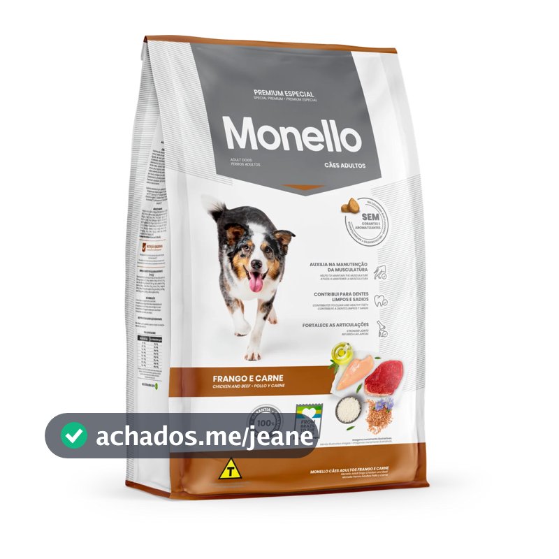 MONELLO CÃES ADULTOS FRANGO E CARNE 15KG