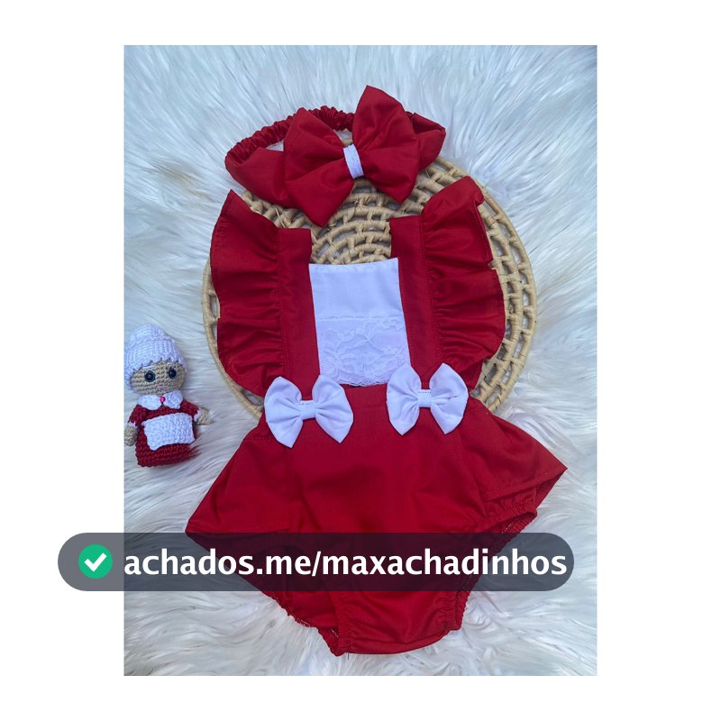 Jardineira romper infantil -  natal - roupa de bebê; acompanha laço; mamãe noel - laço