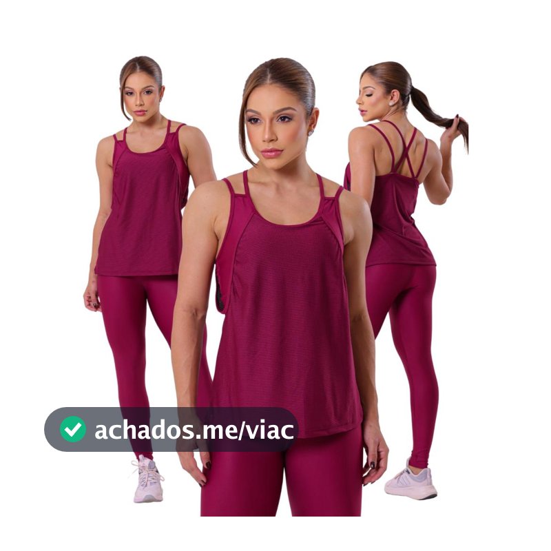 CONJUNTO FITNESS TRIO Calça e Blusa com Top Feminino Roupa para Treinar Academia