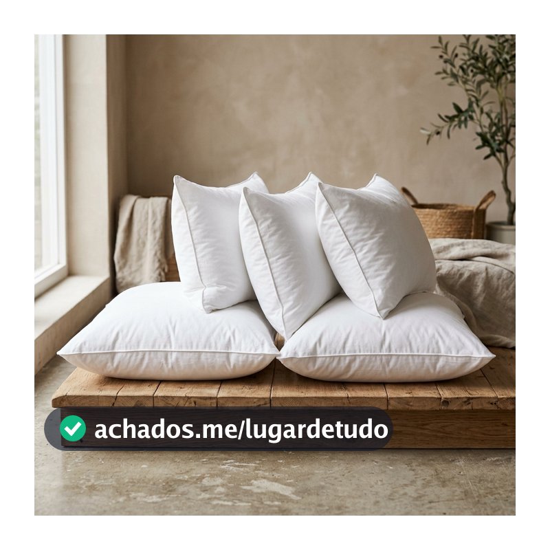 Kit 6 Travesseiro Pluma de Ganso Descanso Antiacaro 70x50cm Luxo Sintético