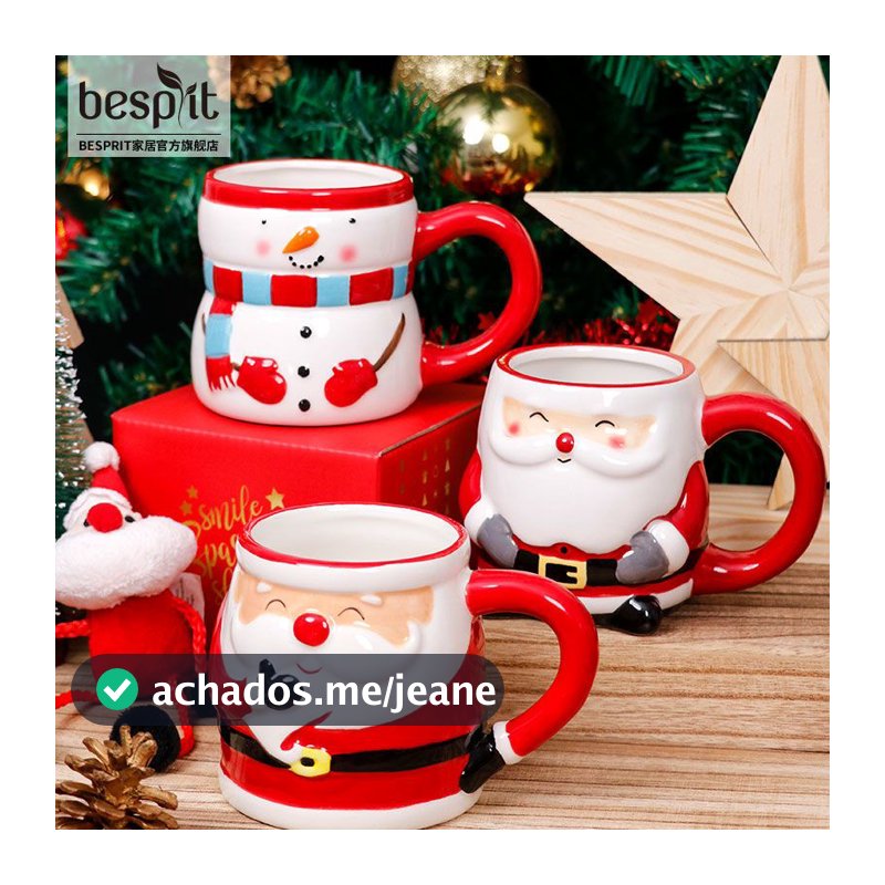 In Stock Santa Cup Copo De Cerâmica Caixa De Presente Cartoon 3d Caneca Criativa De Natal Leite