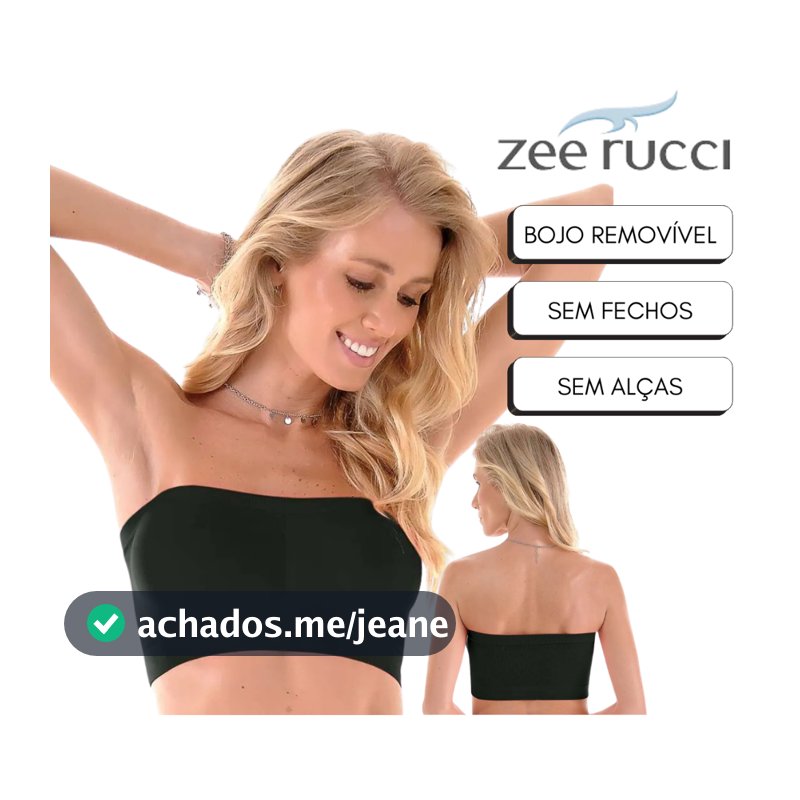 Top Faixa Sutiã Bojo Removível Sem Costura Zee Rucci