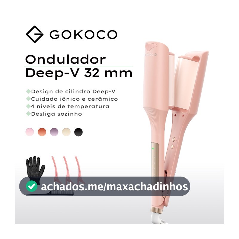 GOKOCO Modelador De Ondas 32mm Bivolt Com 30 Milhões De Íons Negativos E Cerâmica Turmalina Para Ondas Naturais E Volume