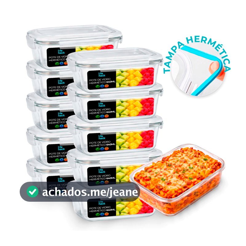 Conjunto 2/3/5/10 Potes 370/640/1040ml Vidro Hermético Mantimentos Marmita Fitness
