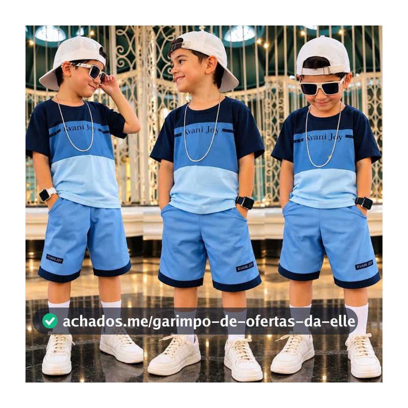 Conjunto Infantil Masculino De Verão – Camiseta Algodão + Bermuda Confortável | 1 a 12 Anos