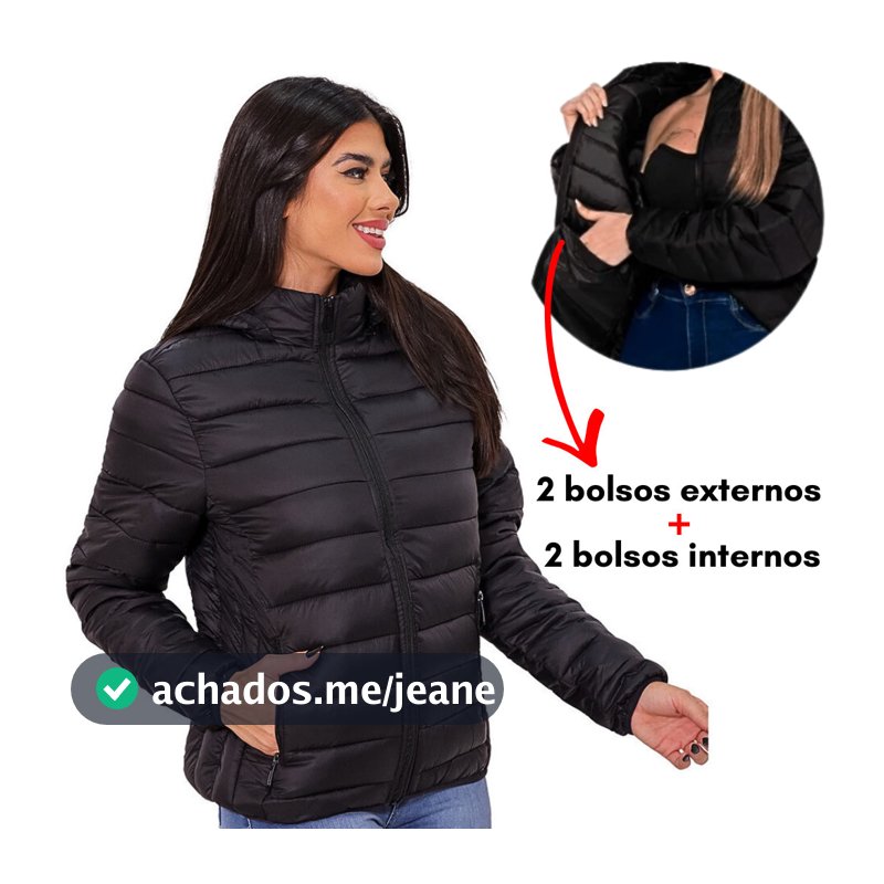 Bobojaco Jaqueta Puffer Feminina Casaco Quentinho Gominho Nylon Impermeável Capuz Removível