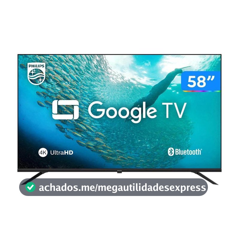 Smart TV 58" 4K UHD LED Philips 58PUG7019/78 Wi-Fi Bluetooth Google Assistente 3 HDMI 2 USB