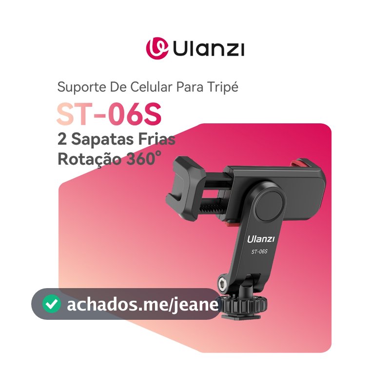ULANZI ST-06S Suporte De Celular Para Tripé Com 2 Sapatas Frias Rotação 360° Profissional