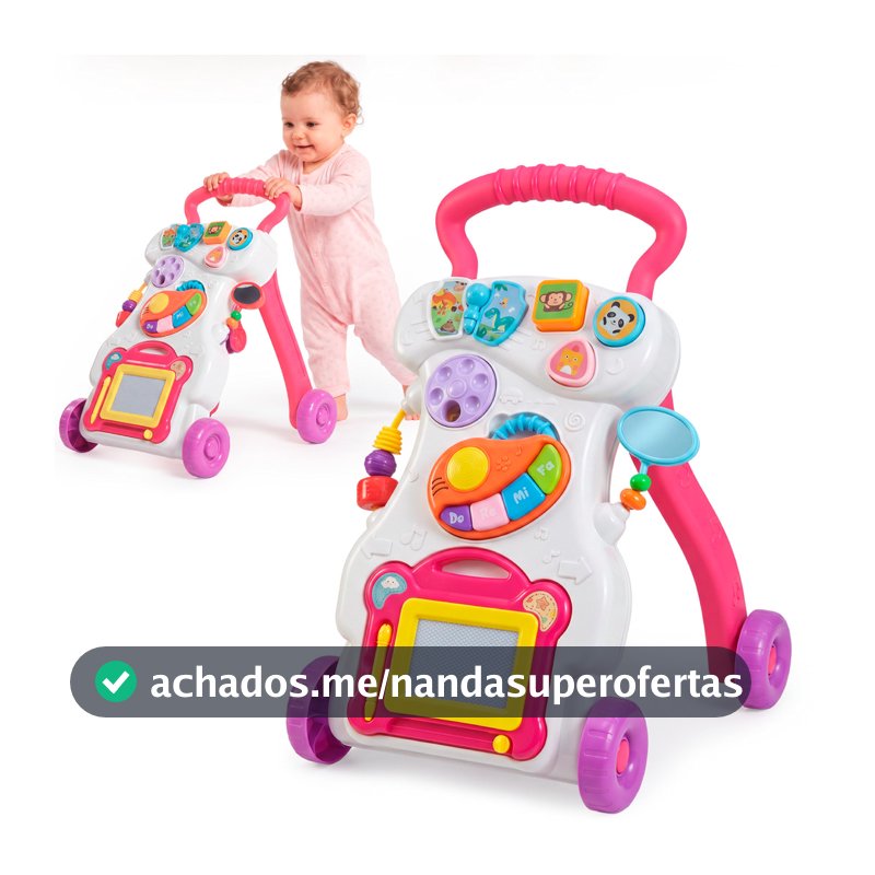 Andador Infantil De Empurrar Didático Piano Musical Primeiros Passos Brinquedo Educativo Interativo Para Bebê