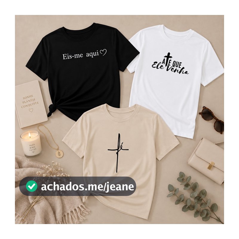 Kit 3 Camisetas Femininas Cristãs Estampa DTF 100% Algodão Premium Camisa Casual