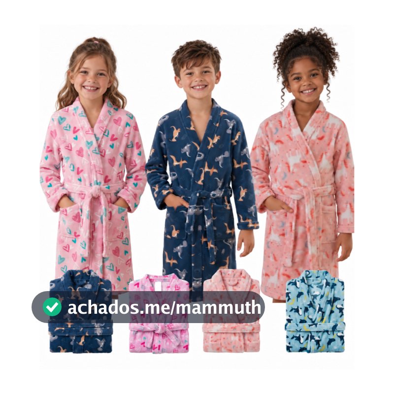 Roupão Infantil Benévola Microfibra Plush Quentinho Macio Aveludado Fleece Menino Menina Inverno