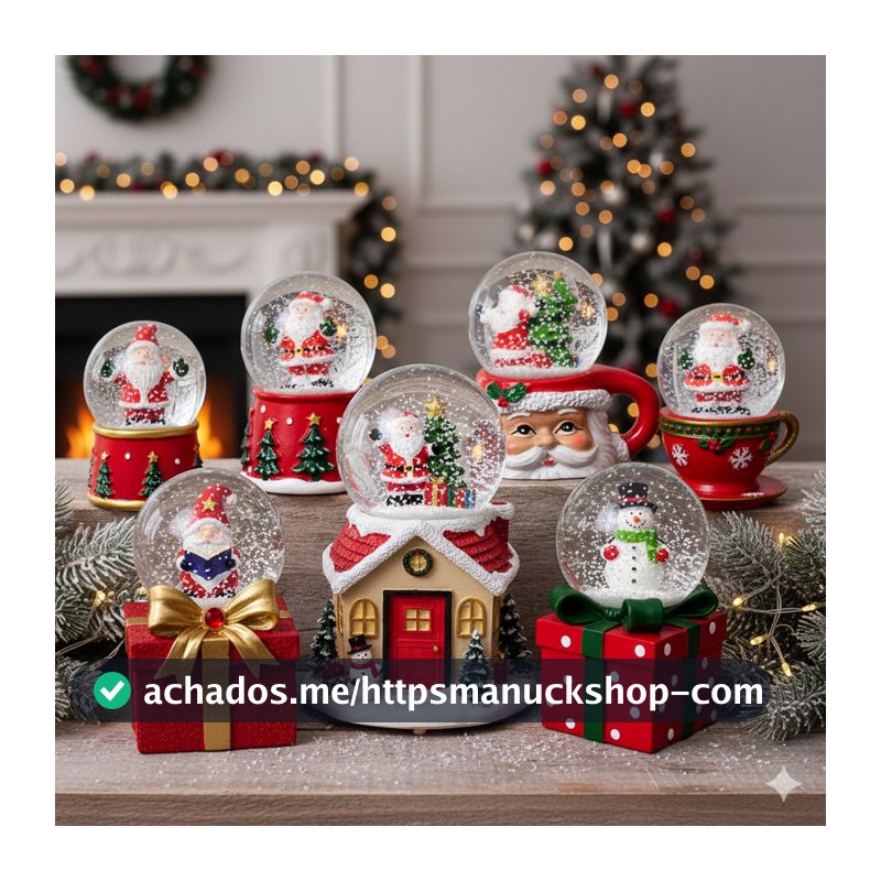 Globo de Neve de Natal Papai Noel - Decoração de Natal Festiva - Enfeite de Natal