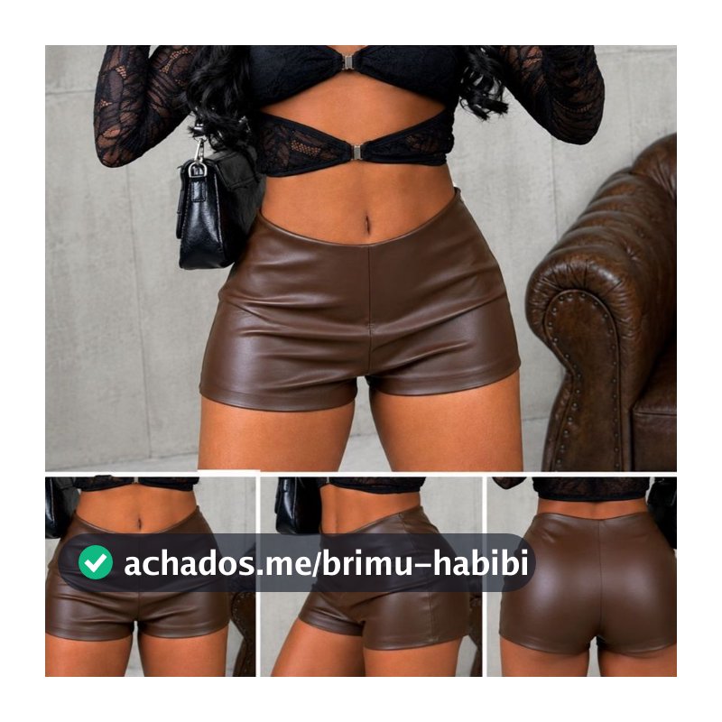 Short Mini Feminino Zíper Lateral em Couro Fake Tendência Blogueira Moda Balada Evento