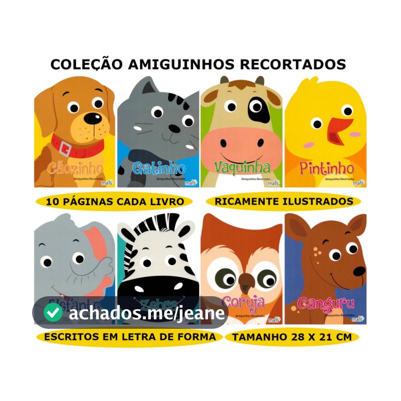 Kit com 8 Livros Infantil Amiguinhos Recortados | Histórias para Crianças